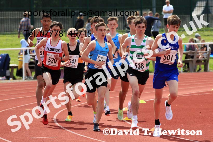 Men and Boys 1500 metres, 2022 North Eastern Track and Field Champs., Middlesbrough. David T. Hewitson/Sports for All Pics